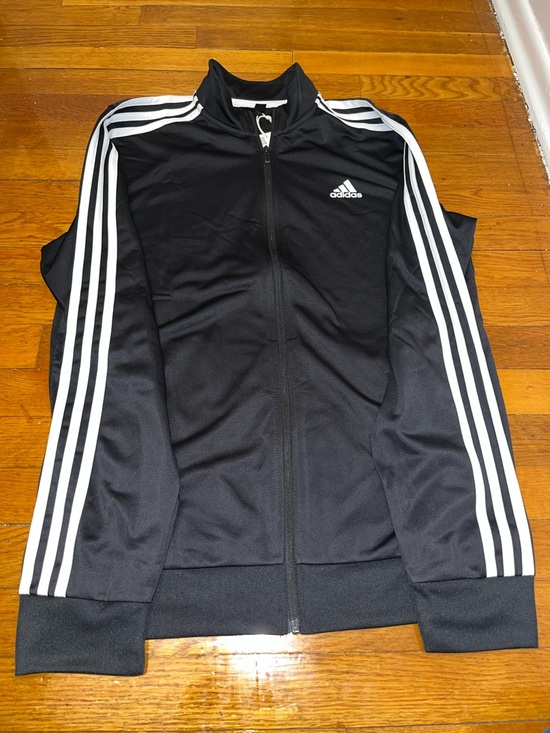 adidas Black Track Jacket with White Stripes - Picture 4 of 8